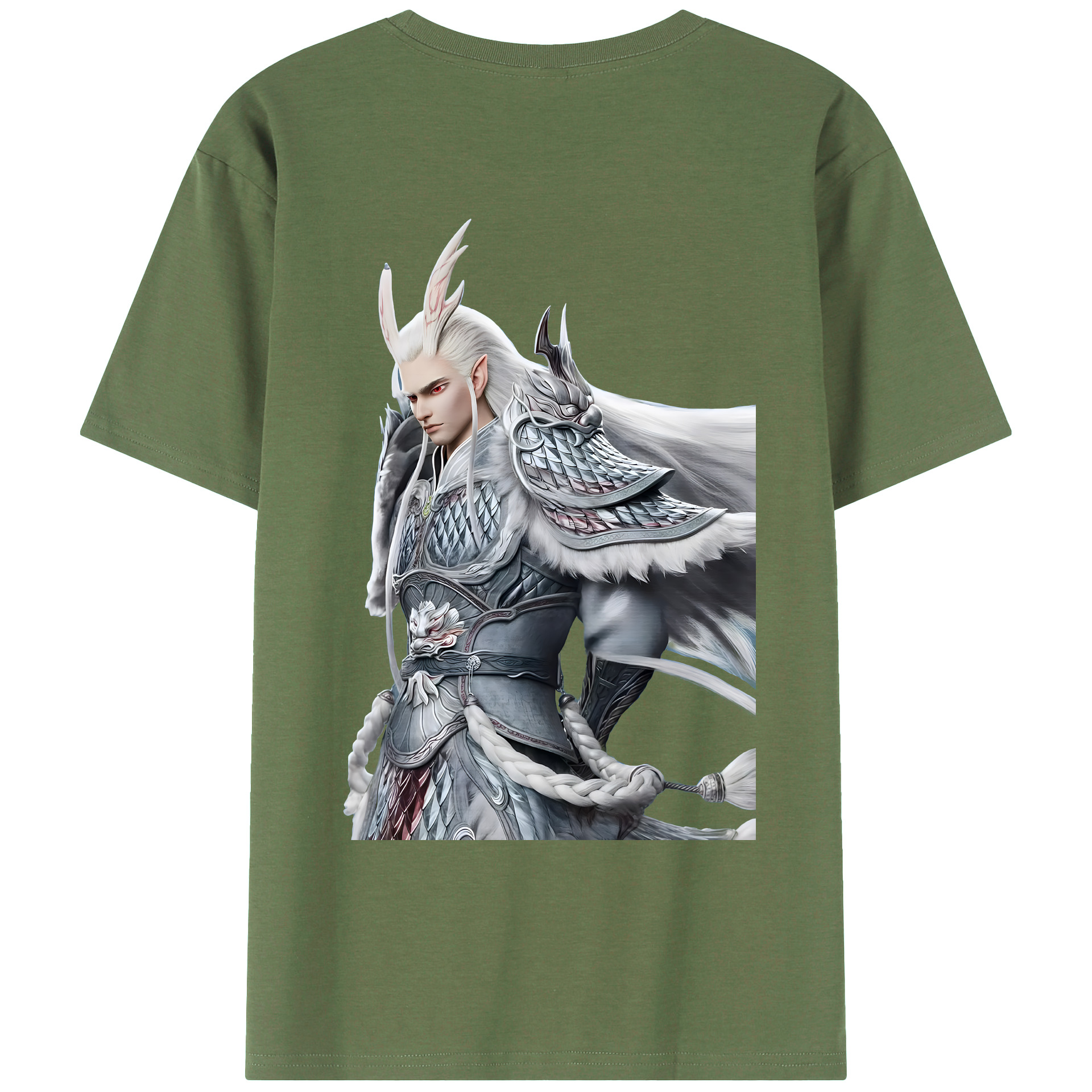 （画像用） Ne Zha 2 ナタ 魔童の大暴れ 綿100％ メンズ半袖Tシャツ（バックプリント） 通気性